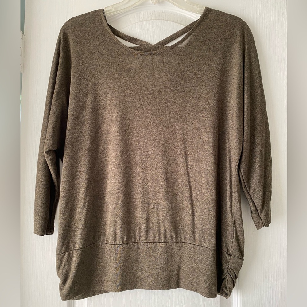 Apt. 9 Metallic Brown Long Sleeve Crisscross Back Top